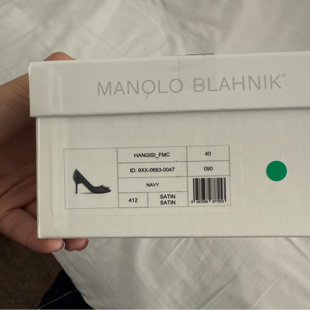 Manolo Blahnik Gray Satin Hangisi Jewel Buckle Heels - Picture 6 of 12